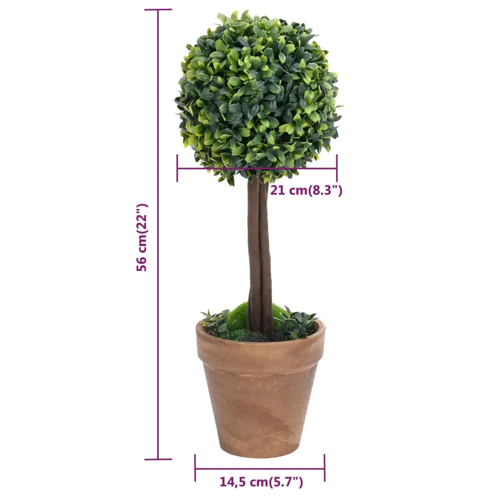 Piante di Bosso Artificiale 2 pz a Sfera con Vaso Verde 56 cm CFW8801597