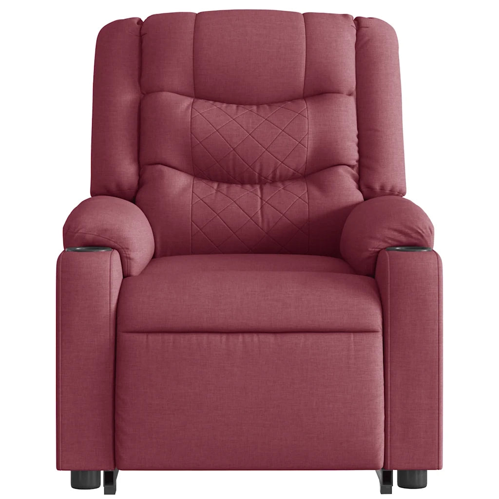 Poltrona Alzapersona Reclinabile Elettrica Rosso Vino Tessuto