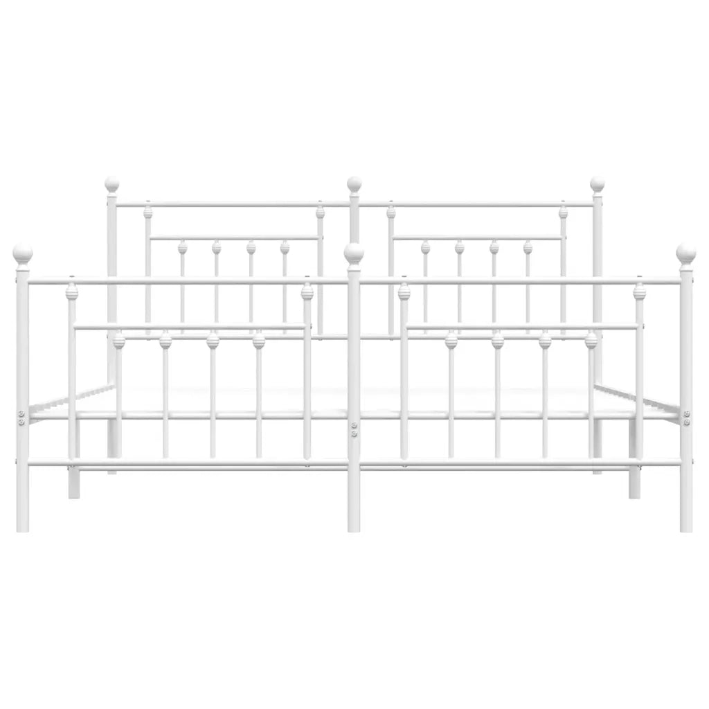 Giroletto con Testiera e Pediera-Struttura Letto Metallo Bianco 183x213 cm 389583