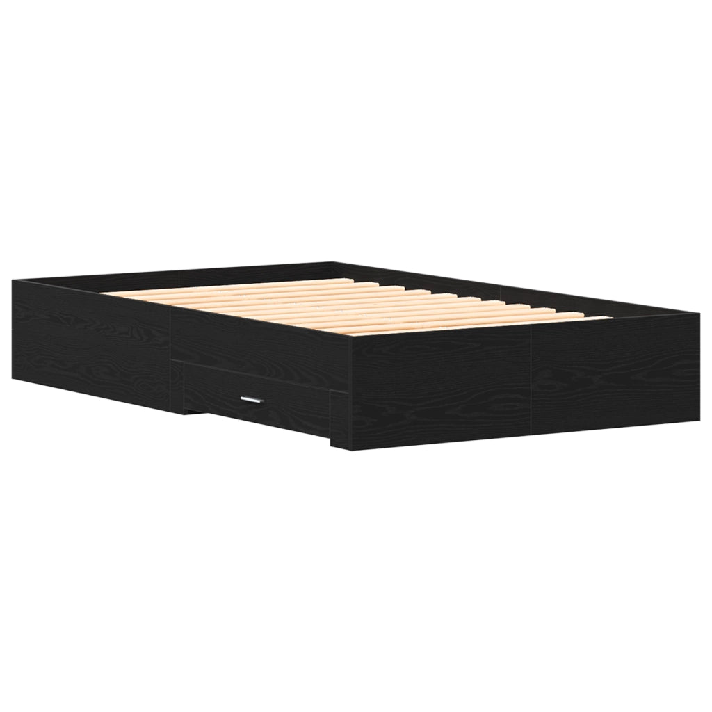 Struttura Letto con Cassetti in Rovere Nero 120x200 cm Legno Ingegnerizzato