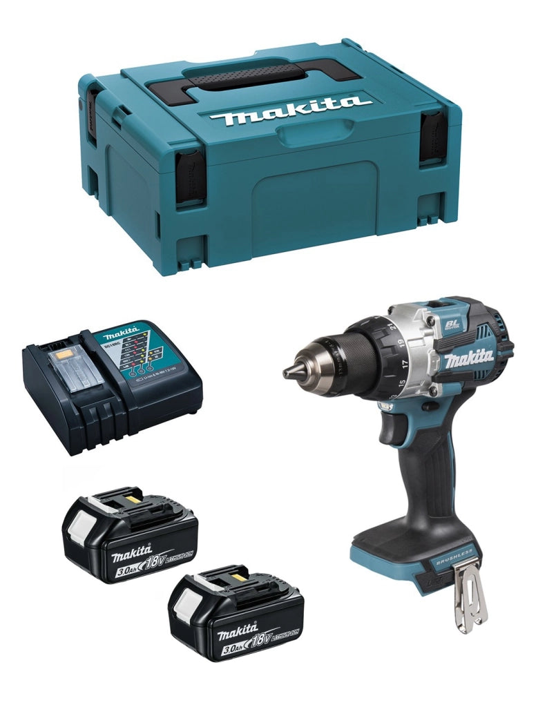 Trapano a Percussione MAKITA DHP489RFJ (2 x 3,0 Ah + DC18RC + MAKPAC 2)
