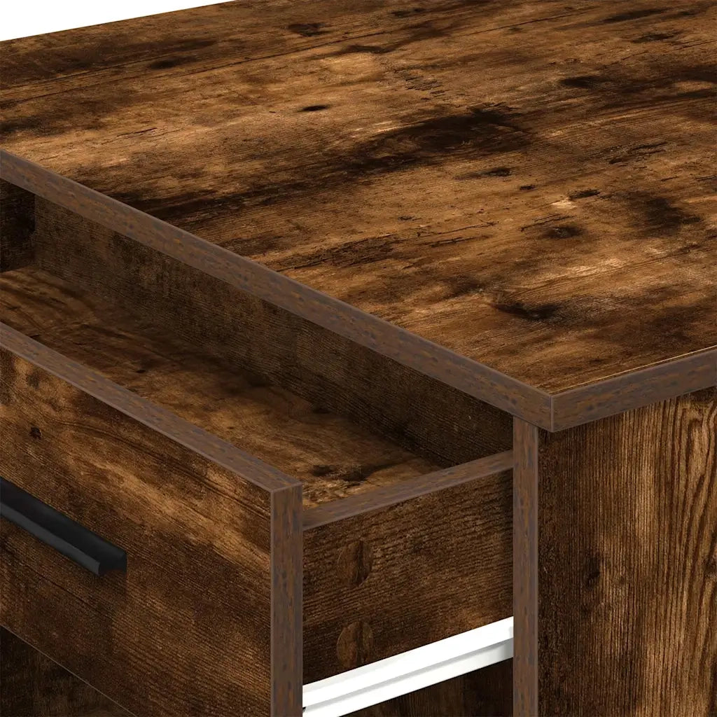 Scrivania con Cassetto e Ripiano Rovere Fumo Legno Multistrato 858690