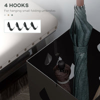 Portaombrelli con 4 Ganci e Vaschetta Raccogligocce 15,5x15,5x41 cm in Metallo Nero