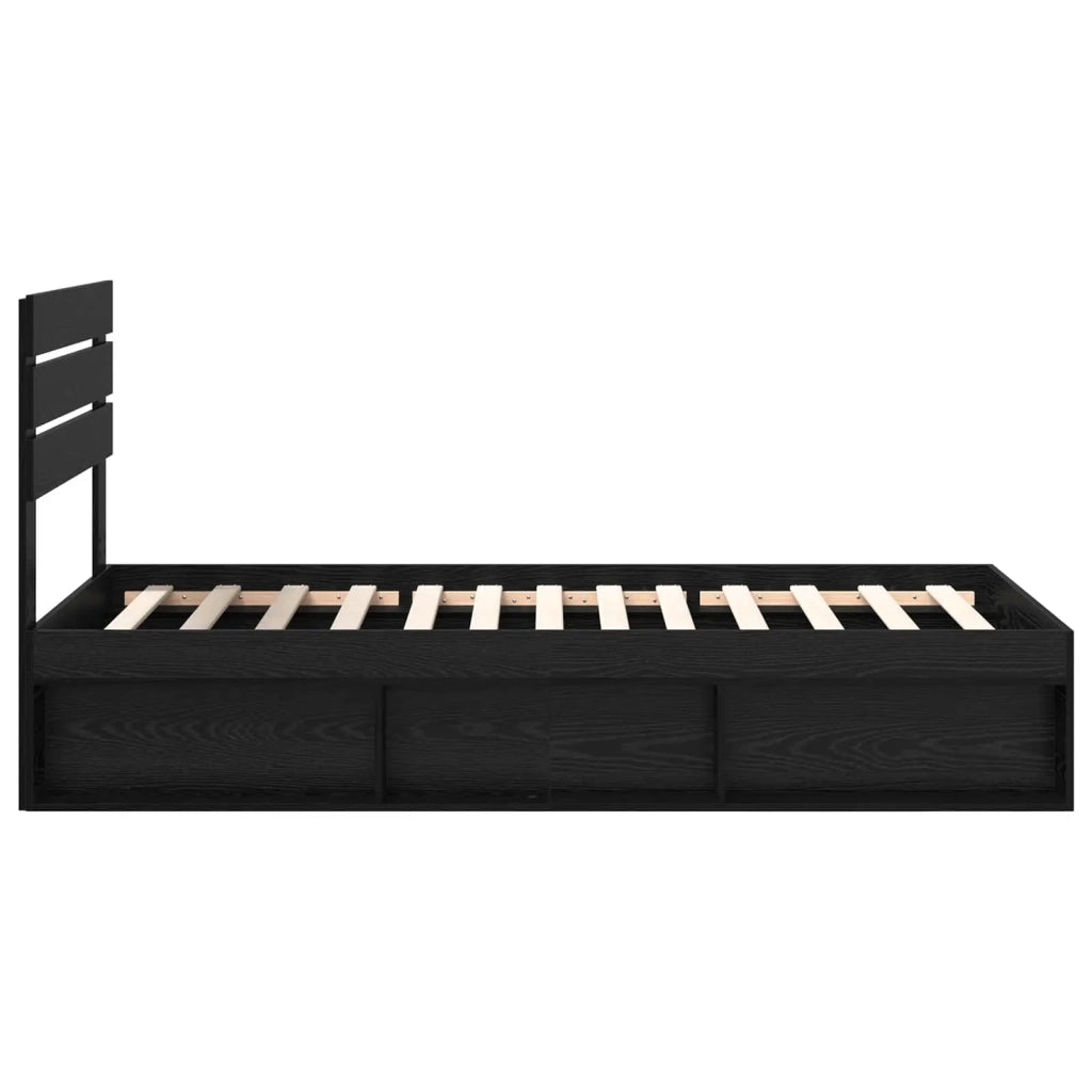 Struttura del letto con testiera Nero 90 x 190 cm Pino massello 3411464