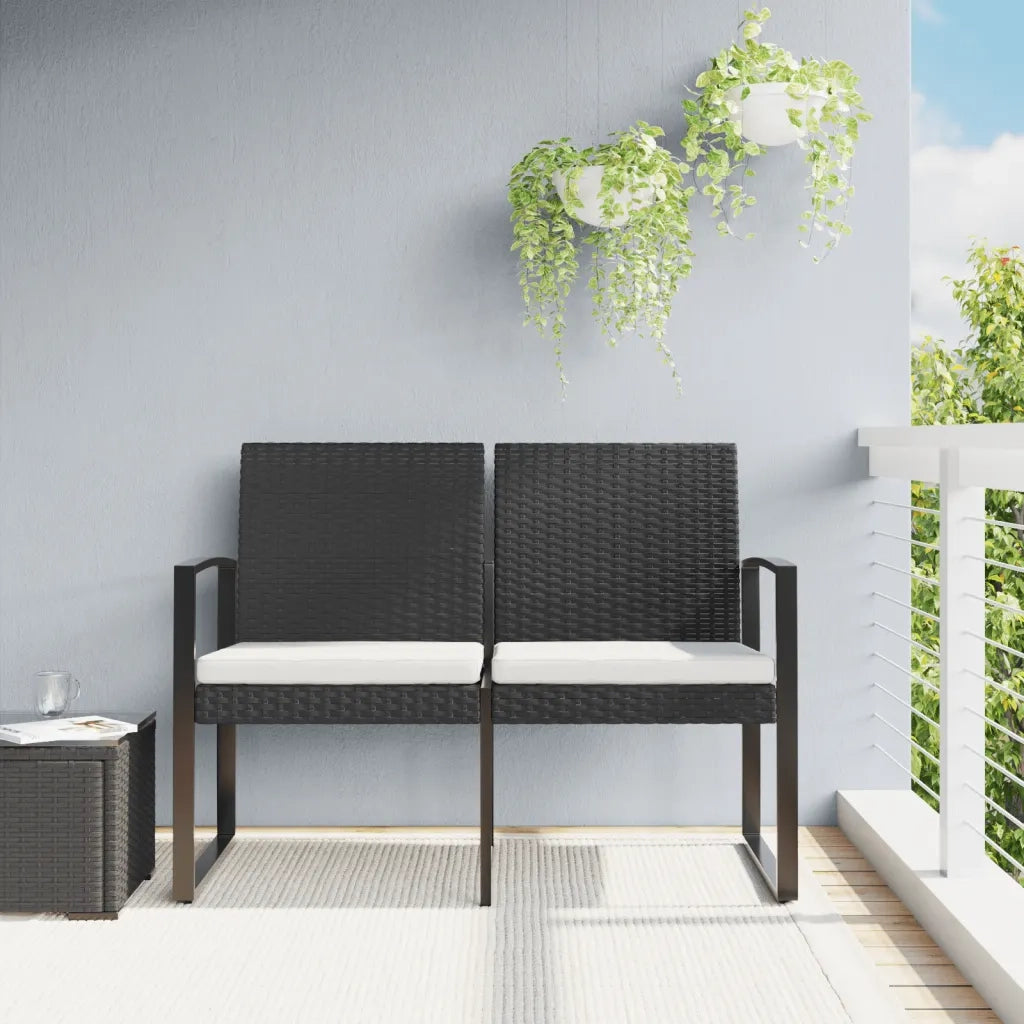 Panca da Giardino a 2 Posti con Cuscini in Rattan PP Nerocod mxl 94672