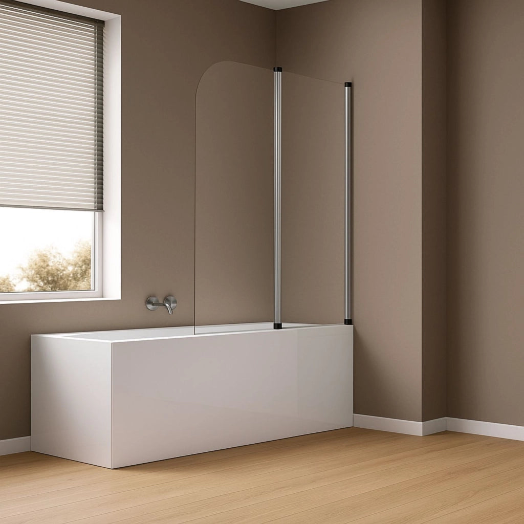 Parete sopra vasca due ante orientabili vetro temperato 4mm 140x120cm cromo lucido *** confezione 1