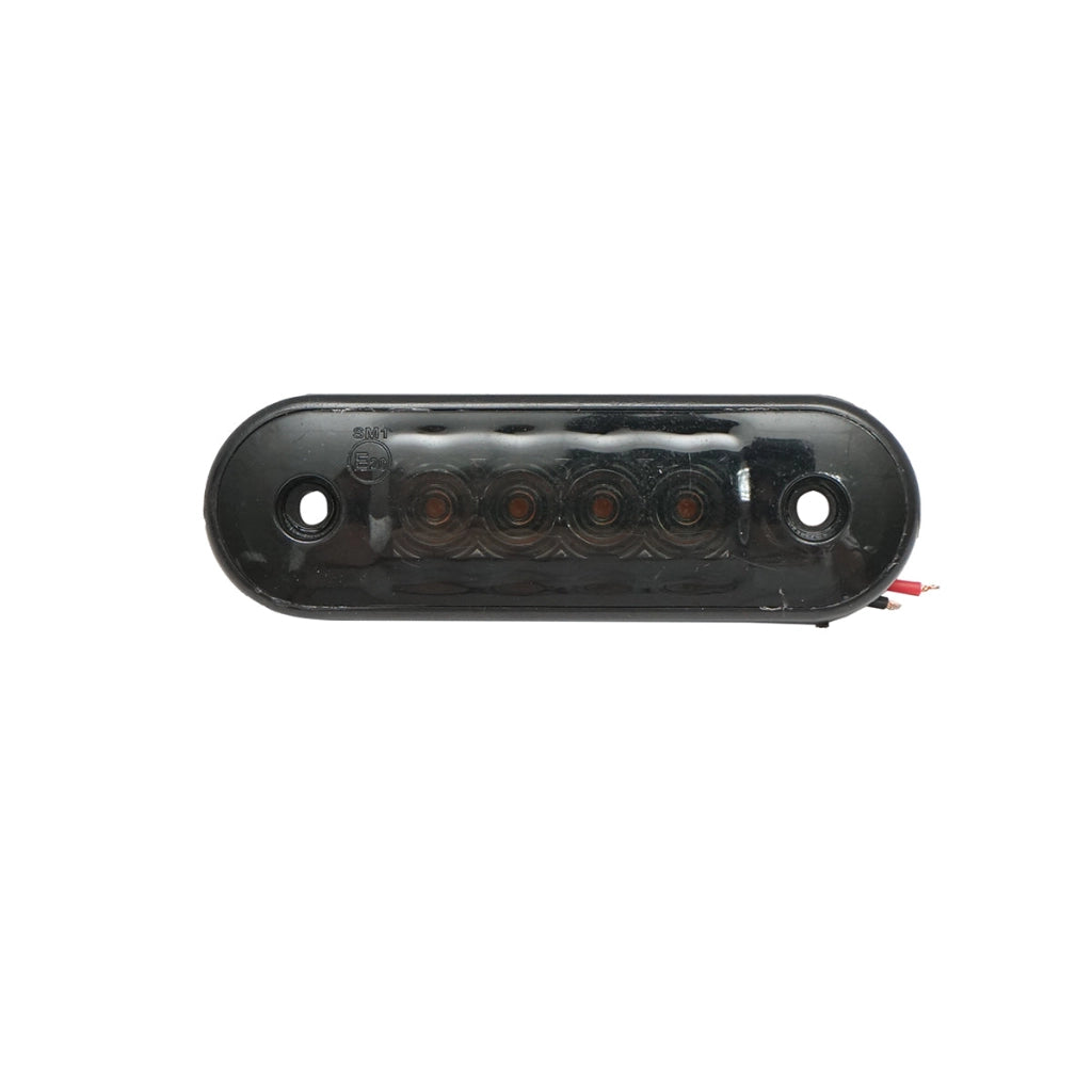 Lampada laterale slim con LED gialla-fumè, 12V-24V, 83x27 mm, Breckner Germany.