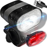 Set di luci per bicicletta ricaricabile a USB approvato StVZO - Luci di testa e di coda per bicicletta - Operato da batteria impermeabile 3200 mAh 500 - Illuminazione per la sicurezza della bicicletta