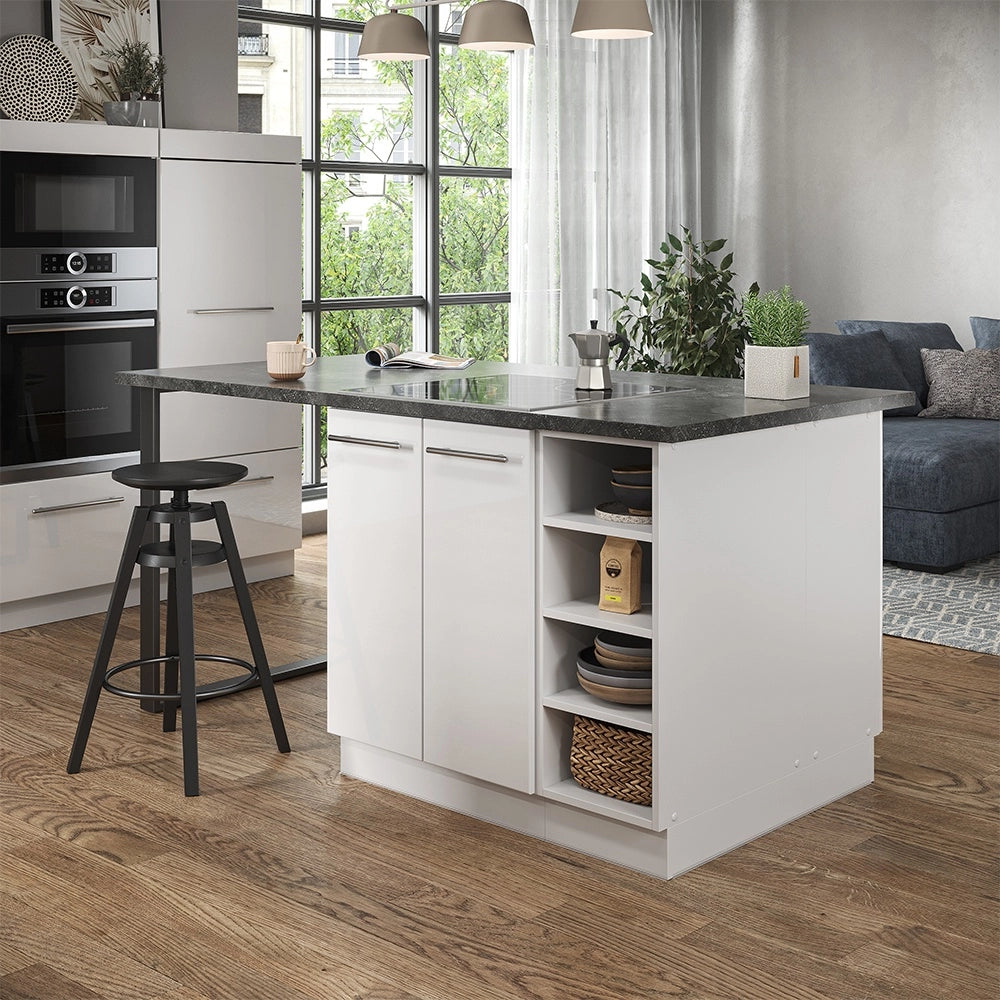Isola cucina Fame-Line Bianco lucido/Bianco 90 cm senza piano di lavoro Vicco