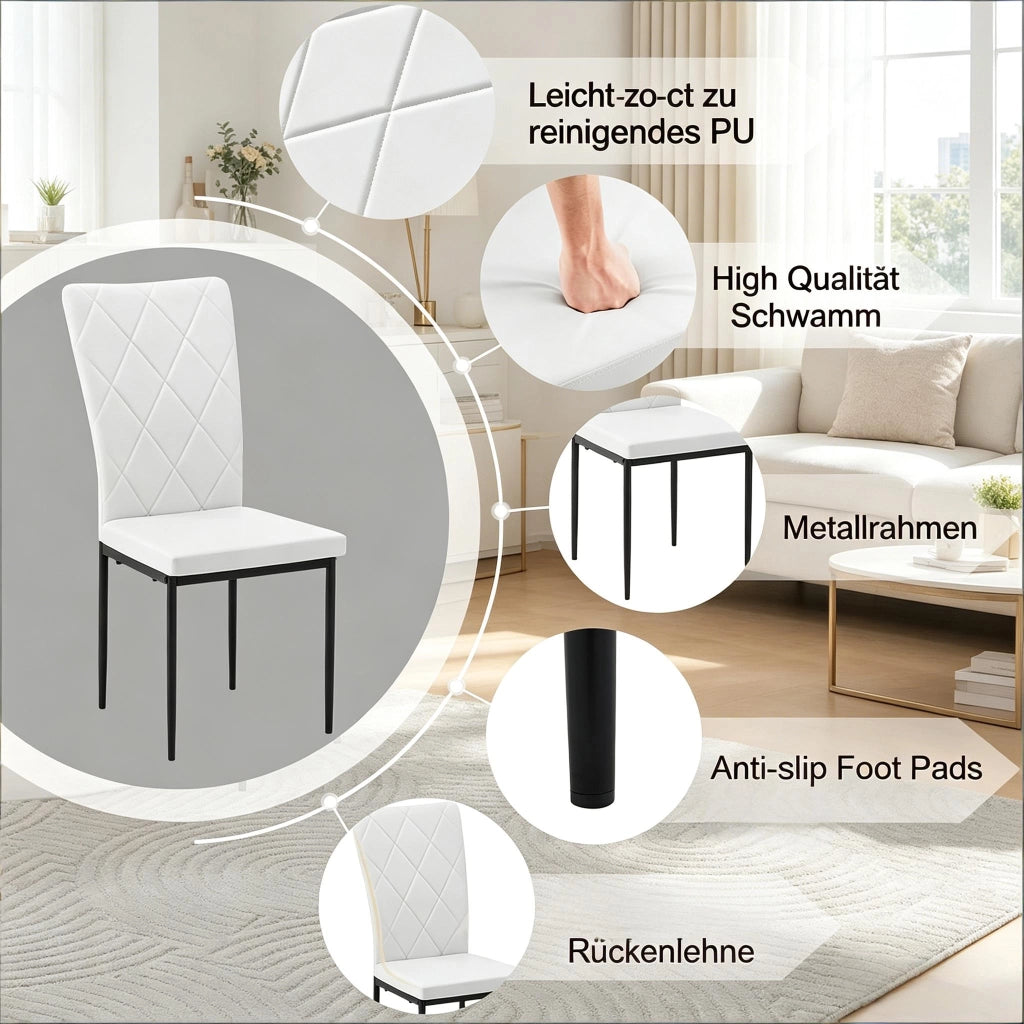 SEDIE Schienale Alto 42 x 94,5 x 59 cm Pelle Sintetica Nere Set da 4 pezzi