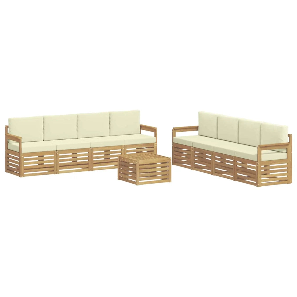 Set di divani da esterno 9 pcs Bianco e Crema 59 x 59 x 37 cm 3391580
