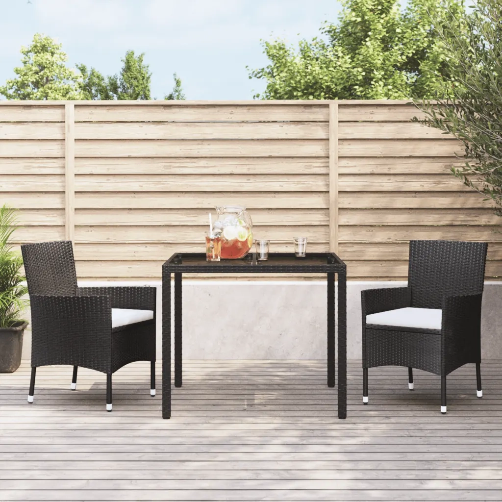 vidaXL Sedie da giardino con cuscini 2 pz nere in polyrattan (solo UK/IE/FI/NO)
