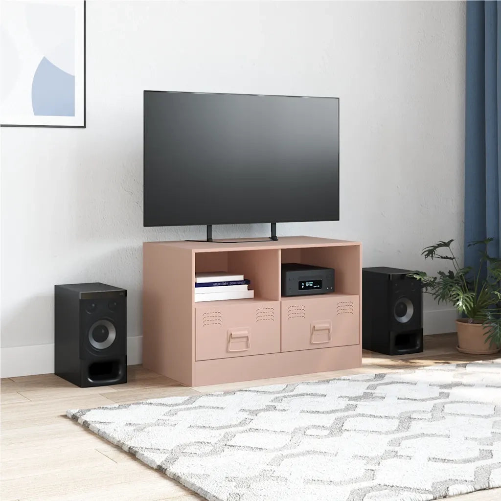 Mobile TV-Credenza per TV-Console TV Rosso 67x39x44 cm in Acciaio 822036