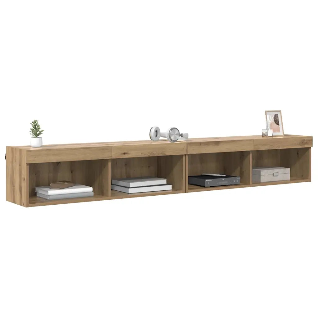 Set mobile TV con LED 2 pcs Rovere artigianale 100 x 30 x 30 cm
