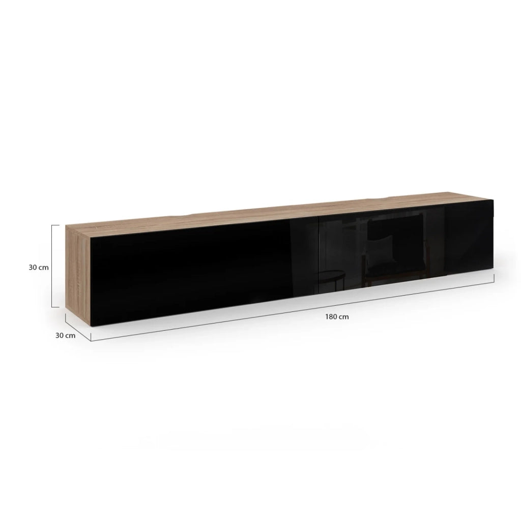 IDMarket - Mobile TV a parete 180 cm ELIO a 2 ante in legno e nero