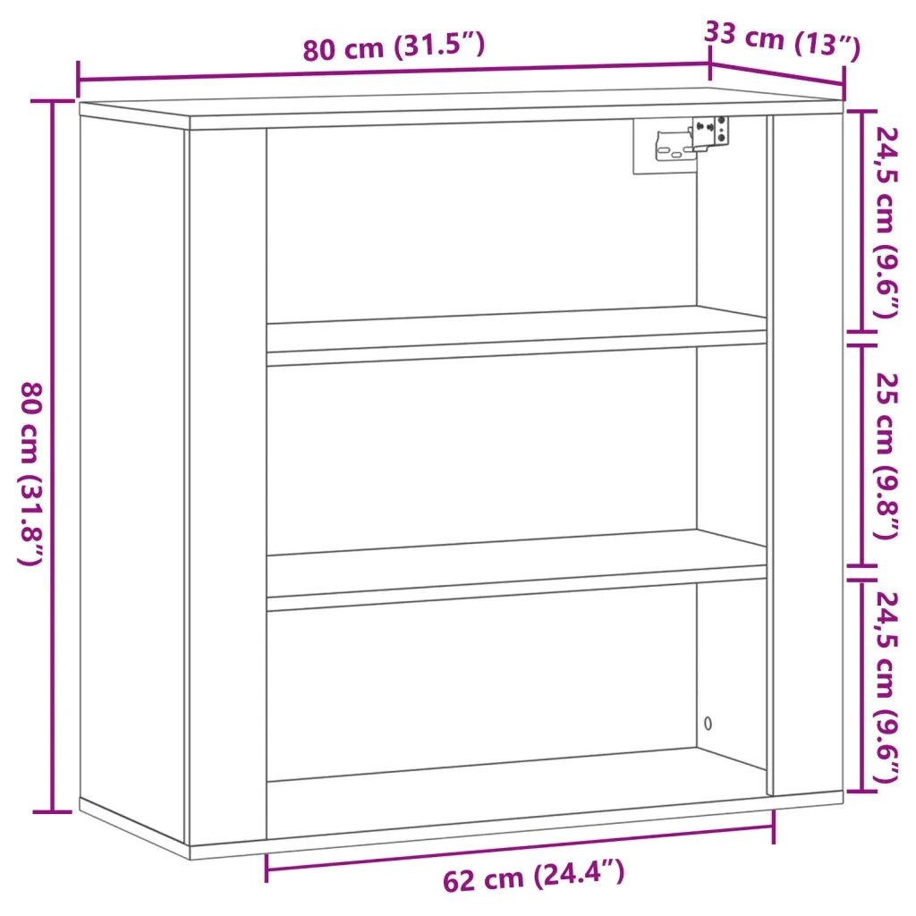 Mobile a Parete Legno Antico 80x33x80 cm in Legno Multistrato 857087