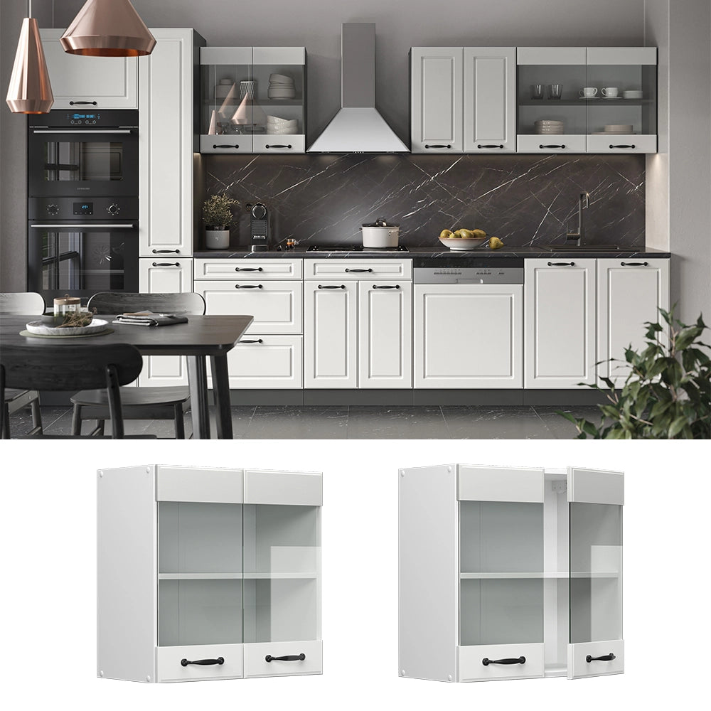 Vicco Mobile da cucina in vetro Bianco casa di campagna 60 cm