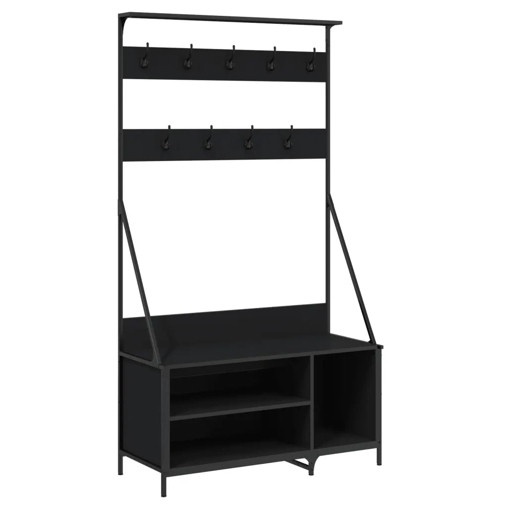 Appendiabiti con Porta Scarpe Nero 100x41x184 cm 837867