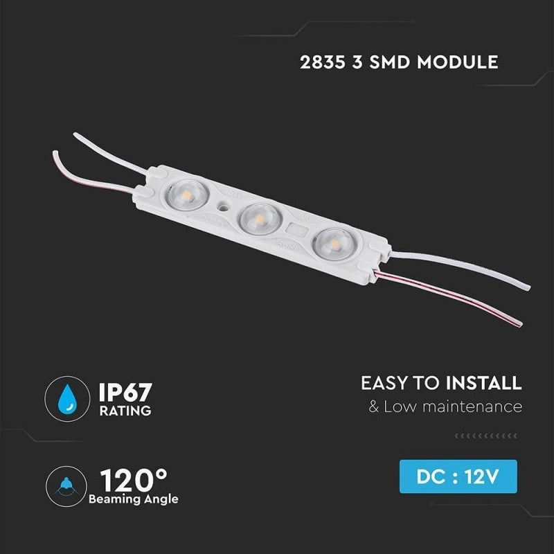 Modulo Mattone LED 3 SMD 2835 Bianco Caldo 12V IP67 Con Lente Ingrandimento 160 Gradi SKU-5124