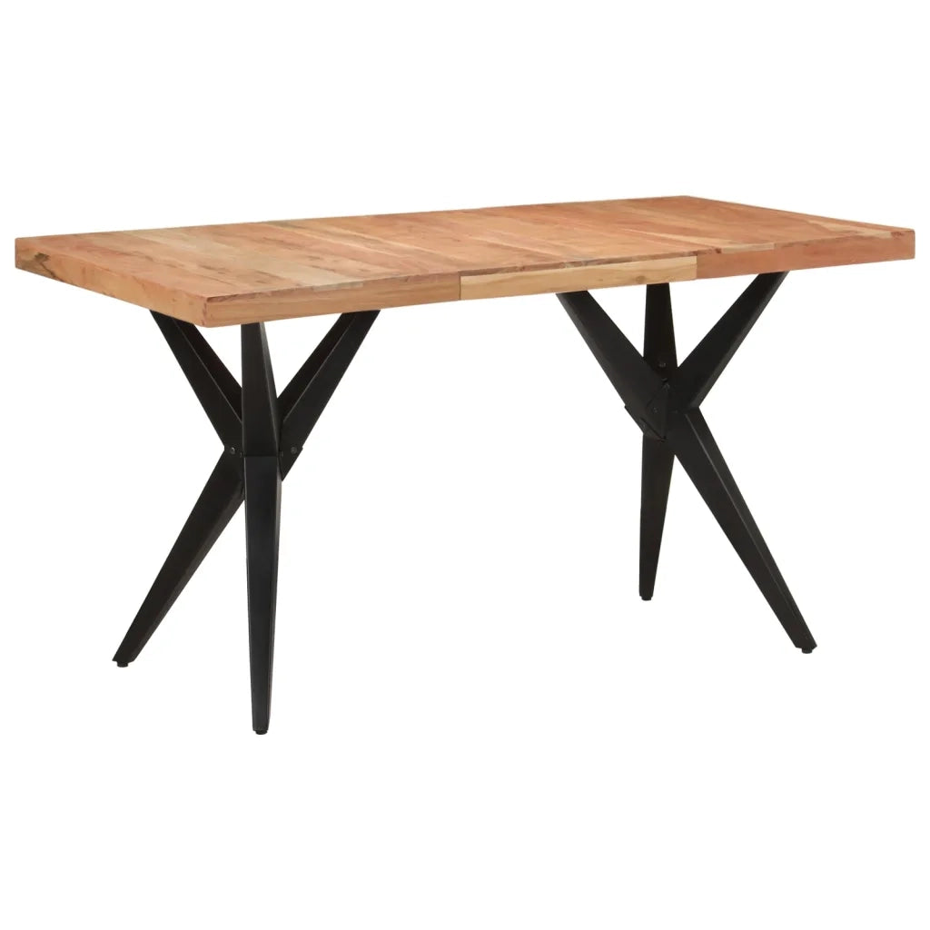 Tavolo da Pranzo Nero 140x70x76 cm in Legno Massello di Acacia 351640