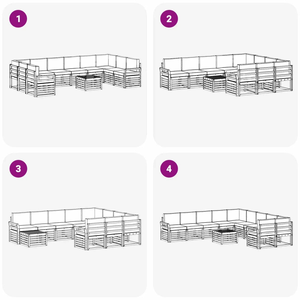 Set di divani da esterno 11 pcs Bianco e Crema 59 x 59 x 37 cm 3392625