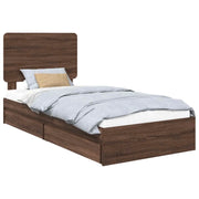 Letto singolo | Letto per adulti | Letto con Contenitore con testiera Rovere Marrone 75 x 190 cm