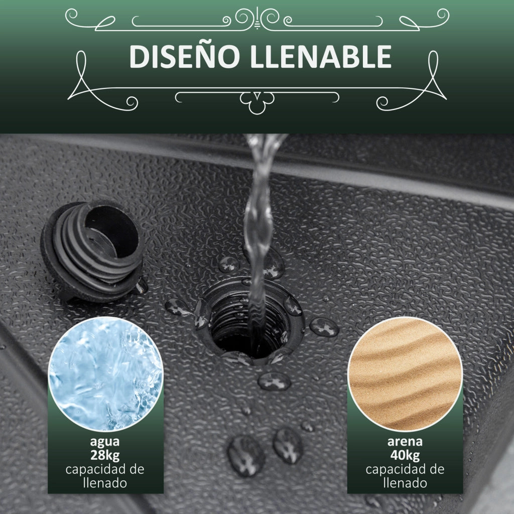 Base per Ombrellone Ottagonale Riempi con Acqua o Sabbia ¨C Minimal ¨C Nero 60x36 cm