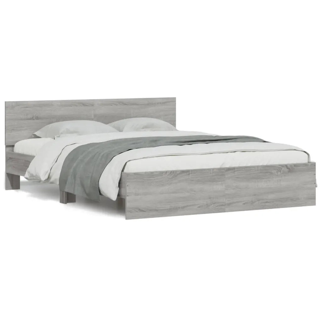 Giroletto con Testiera-Struttura Letto con testiera Grigio Sonoma 140x190 cm