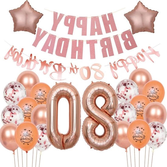 80° anniversario uomo - Ballooni e decorazione in tema rosa oro