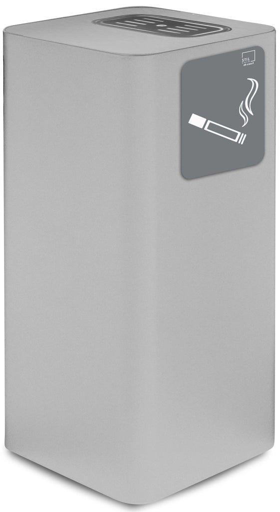 Posacenere da Esterno 30x30xh65 cm In Acciaio Verniciato con Vaschetta Superiore Bianco