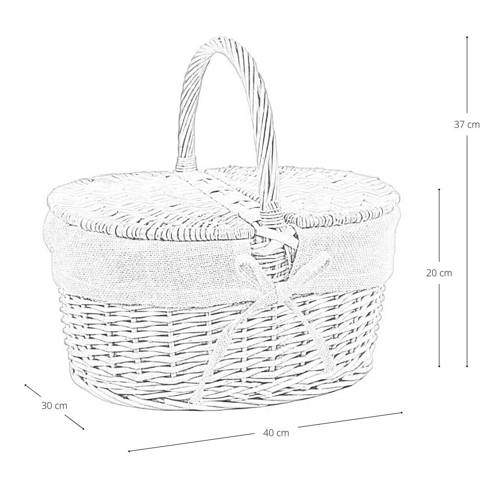 Cesto Picnic Campagnola piccolo in Vimini e Juta con coperchio cm 40 x 30 x h 37