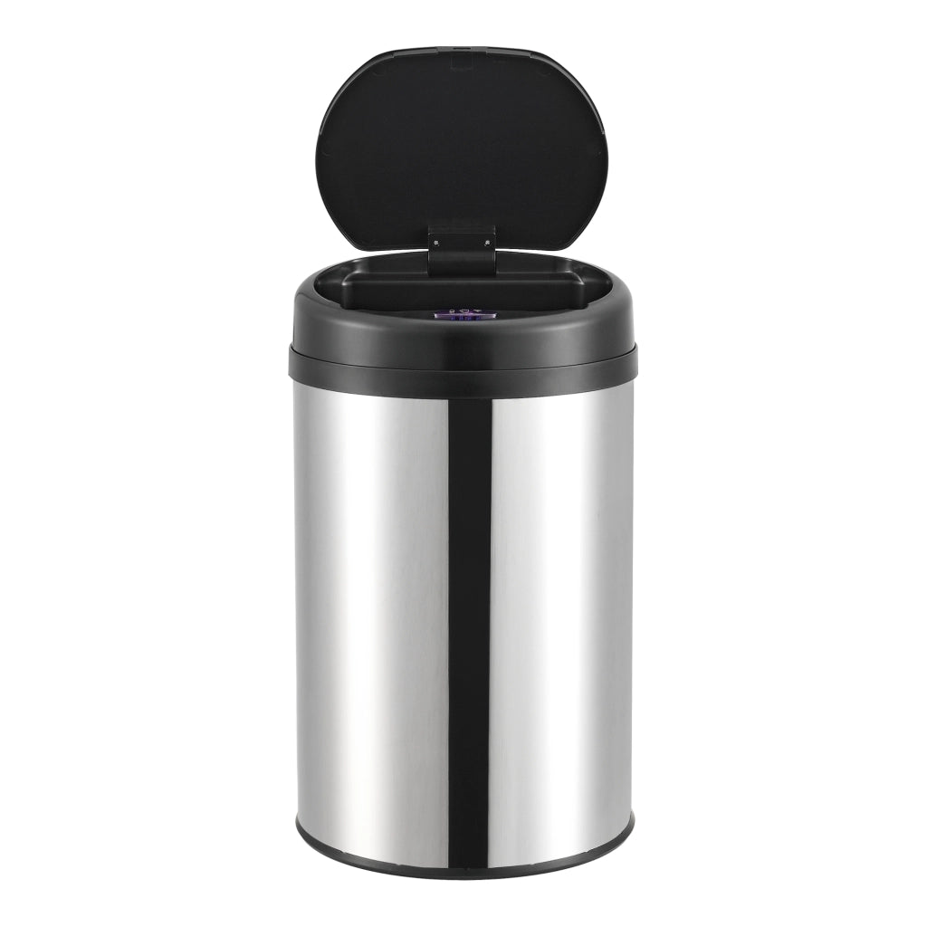 Pattumiera Automatica 30 L, Bidone Cilindrico in Acciaio Inox (AxØ) 50,5 x 30,5 cm Coperchio con Sensore di Movimento e