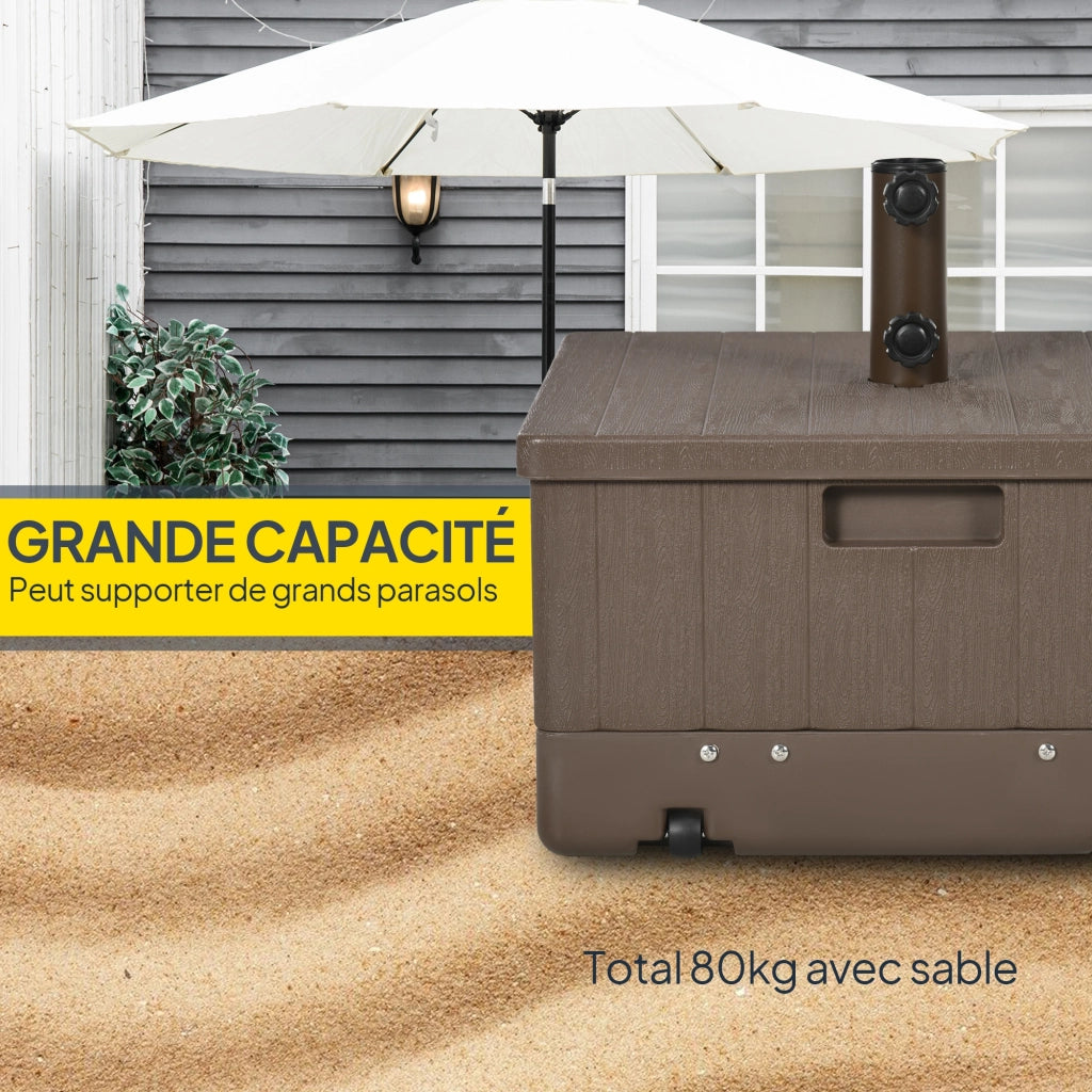 Base per Parasole con Ruote e Portavasi ¨C zephmum ¨C Marrone PE e Metallo