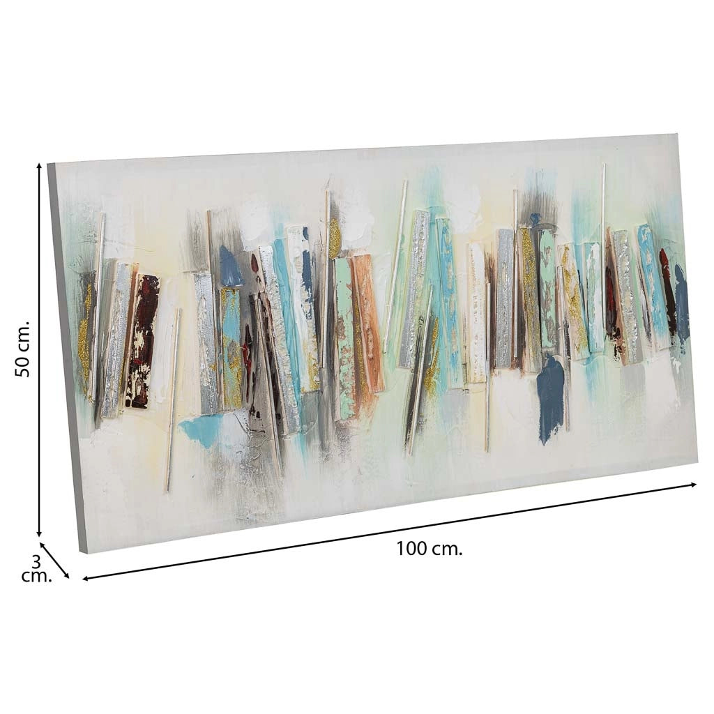 Quadro dipinto a mano con rilievo grigio 50x100x3h