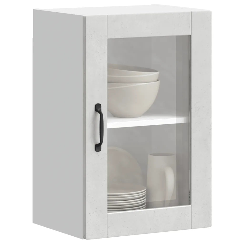 vidaXL Pensile da Cucina con Porta in Vetro Porto Grigio Cemento