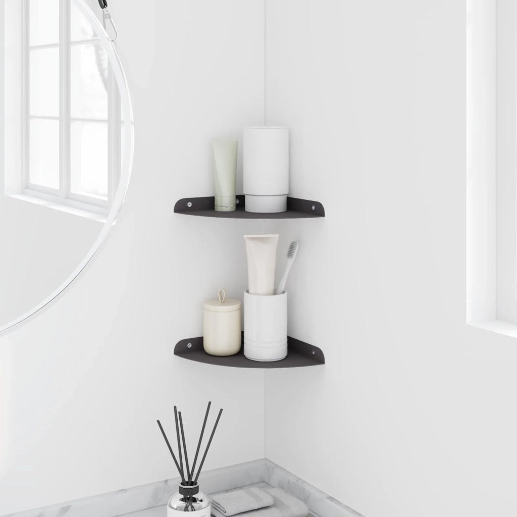 Mensola sospesa con lo scaffale 2 pcs Nero 18 x 18 x 2 cm