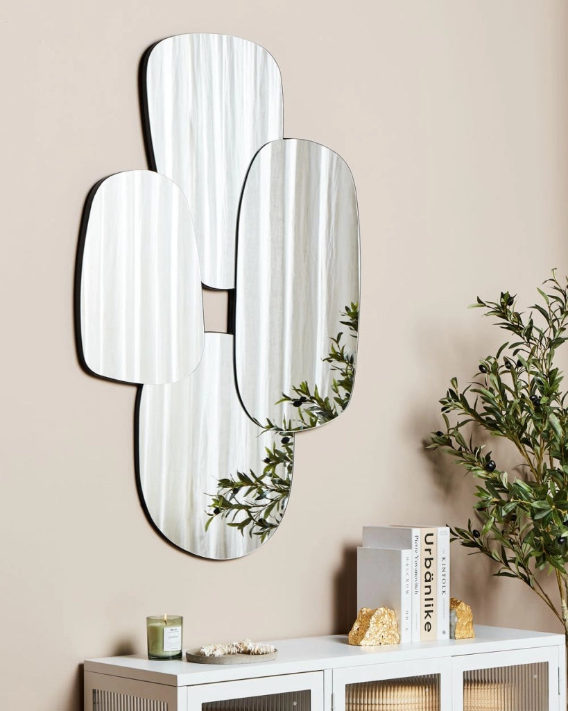 Specchio da parete argento 80 x 120 cm Specchio decorativo da parete stile moderno da appendere