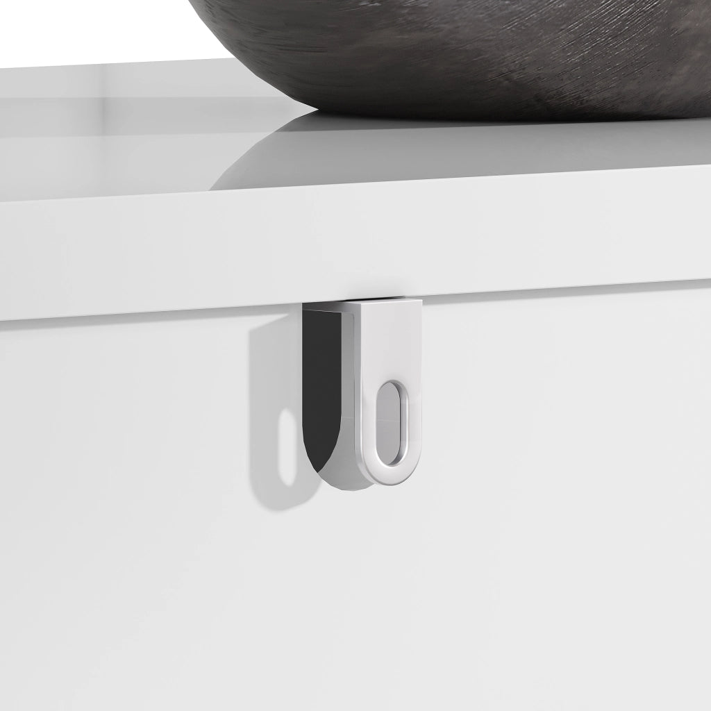 Credenza con 2 Ante e 4 Vani; Piedi in Metallo; Stile Moderno; in MDF; 152??40??75 cm; Bianco