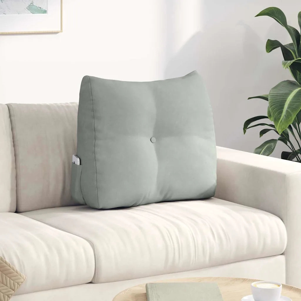 Cuscino per Schiena Grigio chiaro 60 x 24 x 50 cm Velluto 42014400