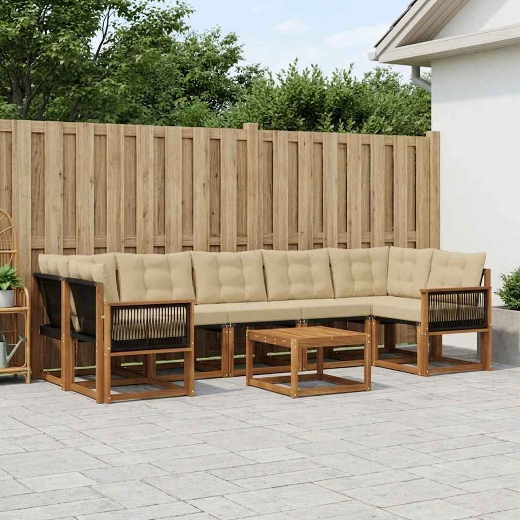 Set di divani da esterno 8 pz Naturale e Beige 3381841