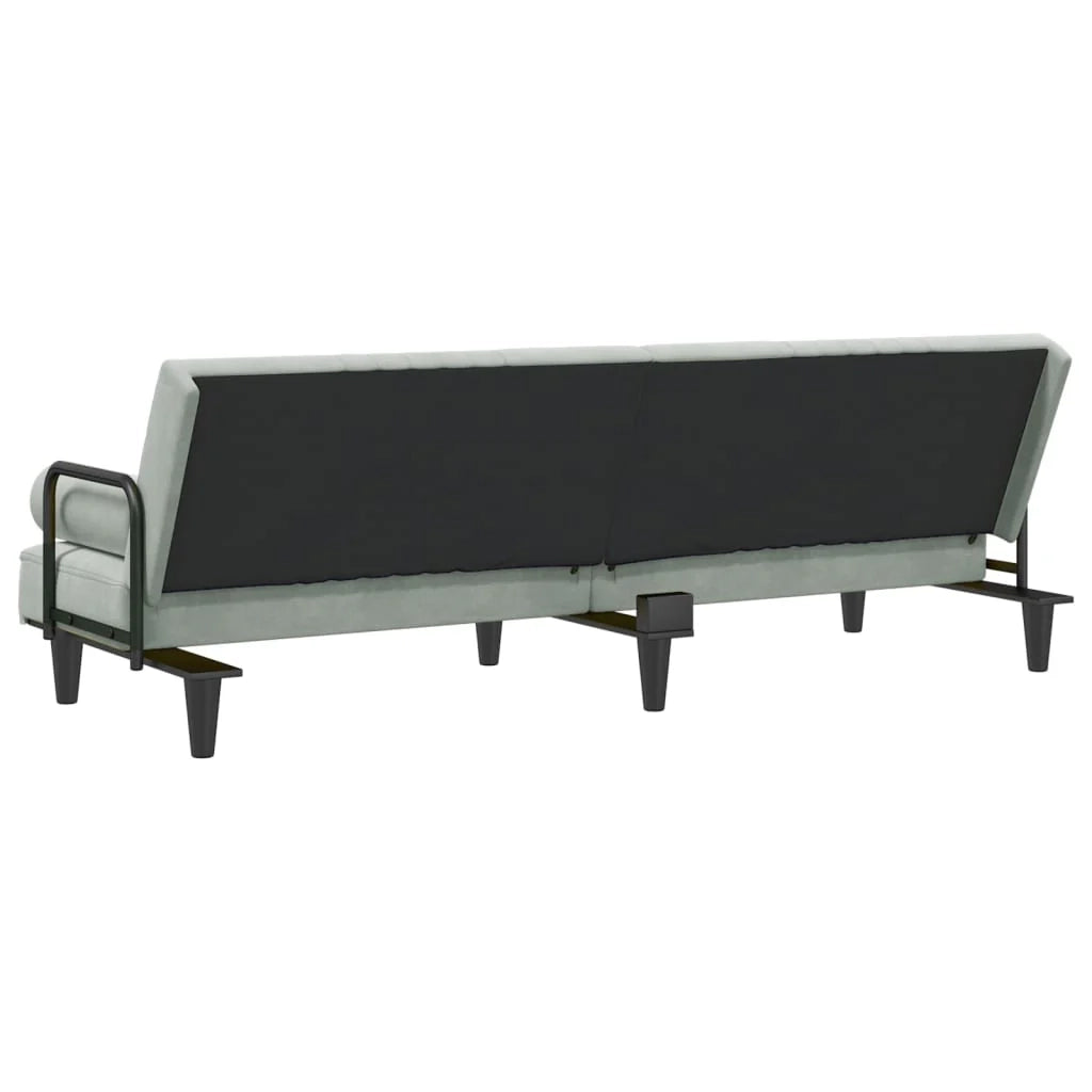 Divano letto con braccioli 205 x 89 x 70 cm velluto grigio chiaro 02_0019837