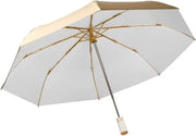 Parasole, ombrello portatile, diametro 100 cm, con chiusura automatica, manico ergonomico, rivestimento dorato contro danni da umidità, protezione UV, per uomini/donne/bambini