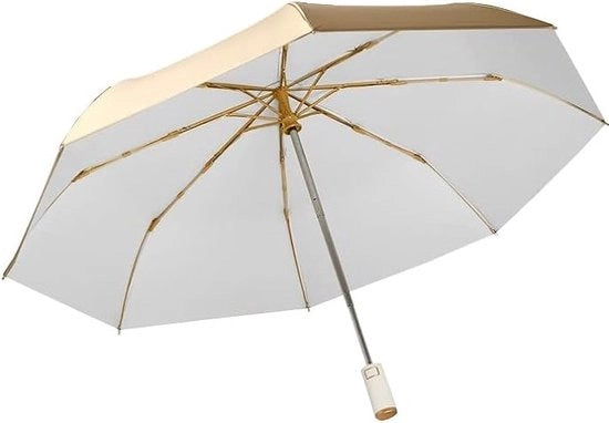 Parasole, ombrello portatile, diametro 100 cm, con chiusura automatica, manico ergonomico, rivestimento dorato contro danni da umidità, protezione UV, per uomini/donne/bambini