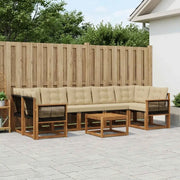 Set di divani da esterno con cuscino 8 pcs Naturale e Beige 3381841