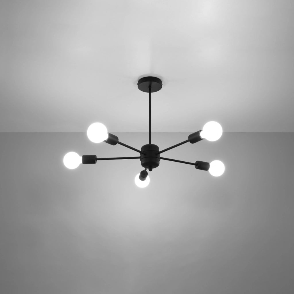 Lampadario TEMBO 5 luci nero Pure Lume E27 PU.1022