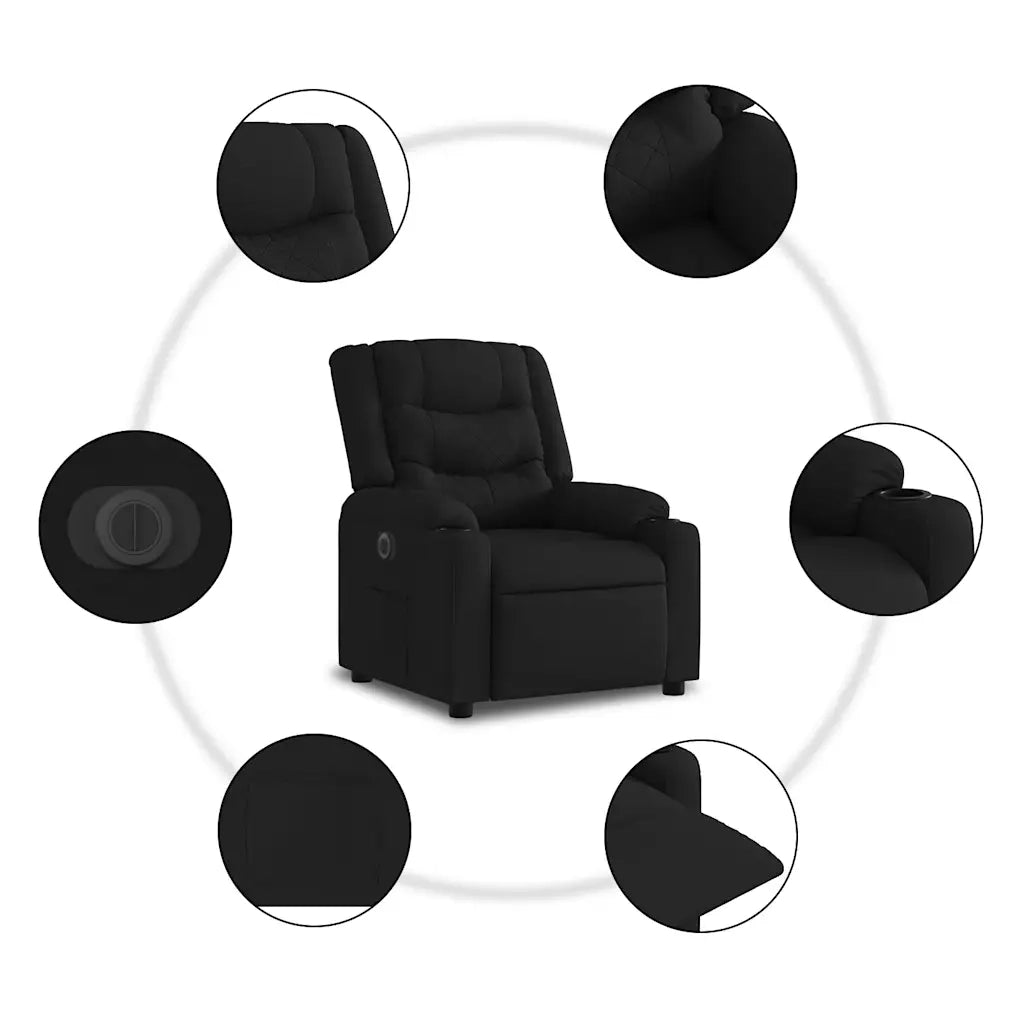 Poltrona | Sedia Relax Elettrica Reclinabile Nera in Tessuto