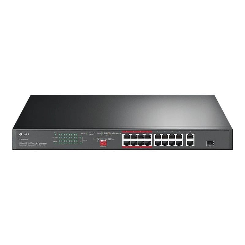 Tp-link tl-sl1218p switch di rete non gestito gigabit ethernet (10/100/1000) supporto power over ethernet (poe) 1u nero - 133210
