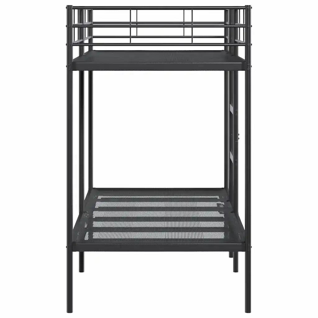 Letto singolo | Letto per adulti | Letto a Castello senza Materasso Nero 90x200 cm in Acciaio