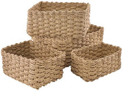 Set di 4 contenitori di archiviazione leggeri - Rattan - Set di 4 - Tessuti a mano - Multifunzionali - Sacchetti di stoffa di carta - Contenitori di archiviazione