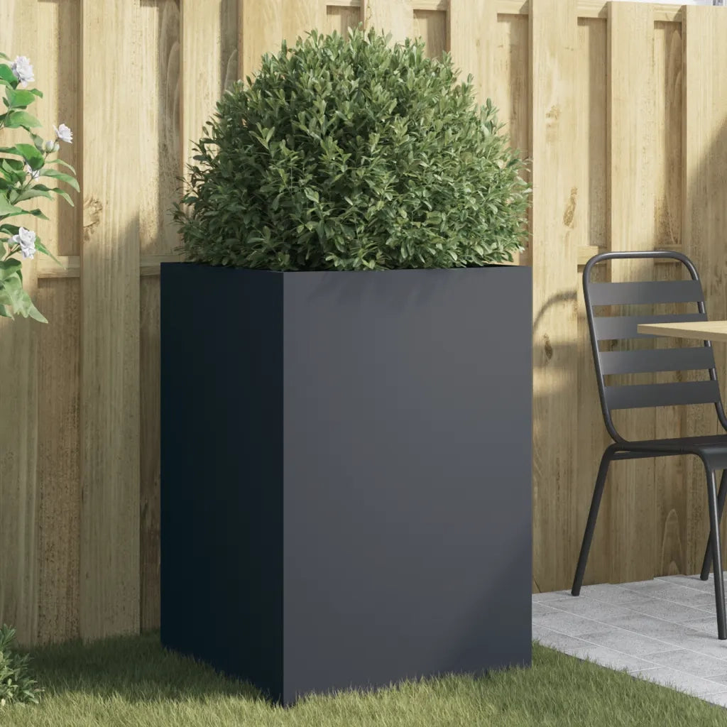 Fioriera-Vaso-Contenitore per Piante Antracite 52x48x75 cm in Acciaio